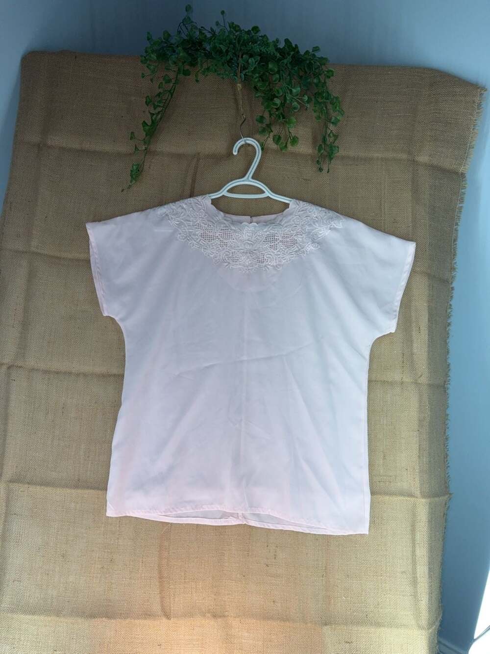 19-Yves St. Clair Vintage Pink Embroidered Short Sleeve Blouse